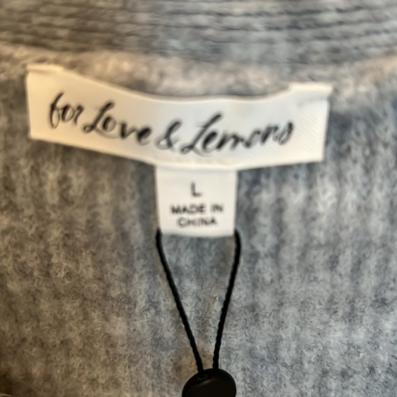For Love and Lemons Grey Cardigan Cropped Sweater NWT - Picture 10 of 13